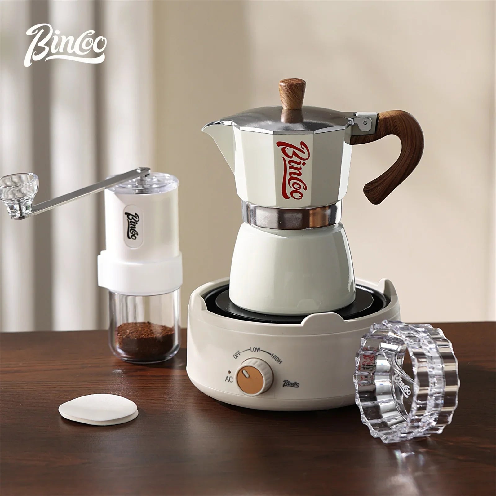 Bincoo Coffee Moka Pot Set with Filter Paper for Home Use Small Espresso Extraction Machine Complete Brewing Kit