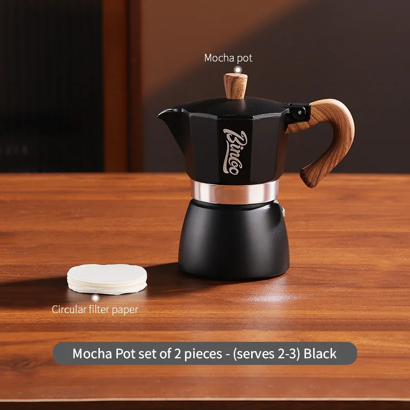 Bincoo Coffee Moka Pot Set with Filter Paper for Home Use Small Espresso Extraction Machine Complete Brewing Kit